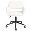 FurnitureR Scrivania, Trucco Girevole con Base in Ferro, Camera da letto in Tessuto Begie, Seduta cava ampia e traspirante e Sedia per computer regolabile in altezza, metallo, beige, 56 x 55 x 75-85