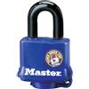 Master Lock 312EURD Lucchetto in Acciaio Laminato Rivestito a Chiave, Blu, 7,3 x 4 x 2,5 cm