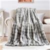 SHANNA Coperta Plaid Super Morbida Pile Peluche di Coniglio Caldo e Spesso 230x250cm, 1000 g/m² Divano Coperta Fluffy di Alta Qualità, Versatile Coperta Matrimoniale per Camera da Letto Viaggi,Tie Dye Grigio