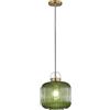 Hnexsei Lampadari a sospensione, portalampada in oro con paralume in vetro a strisce, lampadari a soffitto per cucina, soggiorno, camera da letto (Verde, M)