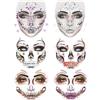 HOWAF 6 Brillantini Viso Halloween, Brillantini Adesivi Strass Adesivi Tatuaggi Halloween Viso Cranio Dia de Los Muertos Glitter viso per Dia de Los Muertos Costume halloween Decorazioni, D