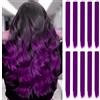 ELNX 10 Extension Capelli Viola, 22 Clip-In, Ciocche Lunghe Lisce Sintetiche per Ragazze, Bambini e Donne, Uso Quotidiano o Festa