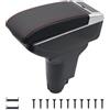 KAERGK Supporto per bracciolo auto per Fiat 500 Console centrale per auto Doppio vano di archiviazione con portabicchieri Scatola utilitaria posteriore Montaggio semplice (Linea Rossa)