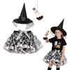 YIMOJOY Set di 4 costumi di Halloween per bambini strega - Costume da strega per bambina con gonna tutù e cappello, streghe e bottiglia di pozione magica, 3-8 anni Costume stregae carnevale Gioco di ruolo