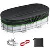 Sbekiev Copertura ovale per piscina, 2,7 x 4,7 m, resistente, protezione solare rettangolare, impermeabile e resistente agli strappi, con verricello e cavo, ideale per l'inverno e l'uso antipolvere