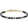 COAI Bracciale da Uomo in Onice Nero e Pietra Nera, Bracciale di Perline Nere e Acciaio Inox Dorato da Uomo