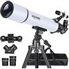 SOLOMARK Telescopio per adulti ad alta potenza, apertura 80 mm, telescopio rifrattore professionale da 900 mm per adulti e principianti, compatto e portatile con borsa da trasporto e adattatore per telefono