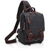 FANDARE Unisex Zaino Monospalla Tela Borsa a tracolla Uomo Donna Sling Bag Business Borsello a tracolla Grande Capacità Zaino Spalla Borsa a Spalla per Outdoor Trekking Ciclismo Viaggio Sports Nero A