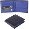 Hudson & James Portafoglio da uomo in vera pelle con tasca portamonete in confezione regalo, Nero Carbonio / Blu, M, Contemporaneo