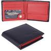Hudson & James Portafoglio da uomo in vera pelle con tasca portamonete in confezione regalo, Nero Carbonio / Rosso, M, Contemporaneo