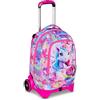 SJ GANG STYLE JAM GANG Trolley Scuola Cuccioli New Tech, Rosa, 3 in 1, Triplo Uso, Zaino con Carrello Sganciabile e Crossover System, Scuola Elementare, Bambina