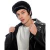 WIG ME UP - 0074-P103 Parrucca Uomo Halloween Carnevale Ciuffo Nero Anni 50 60 Rockabilly Mod King