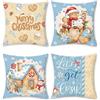 Bonhause Federe per Cuscini Pan di Zenzero Natale 45 x 45 cm Copricuscini Decorativi Casa Panetteria Fiocchi Blu Velluto Morbido Federa per Cuscino Divano Letto Casa Decorazione Set di 4