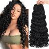 Mscat 18 Inch Pre Looped Ocean Wave Crochet Hair 8 Pack Black Boho Ocean Braids Pre Twisted Synthetic Deep Wavy Crochet Hair for Women 1B#