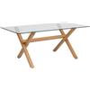 Atmosphera Tavolo da Pranzo Jorel cm.180x90 Gambe colore Rovere e Vetro Temperato