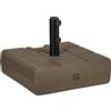 Outsunny Base per Ombrellone da Giardino Riempibile con Maniglia in HDPE e Acciaio, 49x49x36.5 cm, Marrone