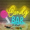 Lxmoneon Candy Bar Insegne luminose,USB Insegna al neon con lecca-lecca | negozio di dolciumi insegna a LED dimmerabile per dolciumi,sign neon per cucina bar dessert feste di compleanno e matrimonio