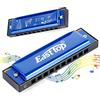 East top Armonica blues diatonica a bocca, in chiave di do, 10 fori, 20 note, per adulti e bambini, per principianti, professionisti e studenti (blu)