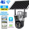Telecamera di sicurezza solare a doppia lente 4K 8MP WiFi esterno 4G Telecamera IP di sorveglianza CCTV wireless per scheda SIM Visione notturna impermeabile