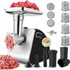 COOCHEER Tritacarne Elettrico Professionale 2000W con Insaccatrice e Accessorio Biscotti | 5 in 1 Macchina per Macinare Carne con 3 Dischi, 4 Lame e Accessori per Salsicce, Kibbe, Verdure e Dolci