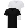 Lee Maglietta da Uomo Twin Pack V Neck Black White, Nero Bianco, XXL Plus