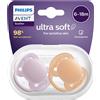 Philips Succhietto Avent Ultra Soft 6 - 18 Mesi Viola Arancione