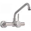 Zjyufy Rubinetto Cucina da Parete, Miscelatore a Muro con Bocca Girevole a 360°, Rubinetti Monocomando Lavello Acciaio Inox 304 Spazzolato, Aeratore Rimovibile