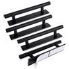Prasacco 4 Maniglie Adesive per Armadietti, Maniglie per Armadi, Stacca e Incolla, Maniglie per Porte dell'Armadio, Senza Trapano, Nero, ABS, 15 x 3.5 cm
