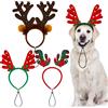 ANECO Confezione da 3 cerchietti natalizi per cani con renna e corna di Natale, accessori per costume per animali domestici