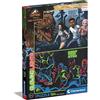 Clementoni - 27557 - Glowing Lights collection - Jurassic World Camp Cretaceous, puzzle fluorescente - puzzle 104 pezzi - Made in Italy, puzzle bambini 6 anni, puzzle Clementoni, puzzle cartoni