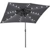 Outsunny Ombrellone da giardino Ombrellone rettangolare inclinabile luminoso a LED solare in acciaio poliestere ad alta densità grigio