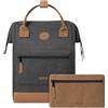 Cabaïa - Zaino Adventurer London - Small 10L - Idrorepellente - scomparto per PC fino a 10,5″ - 2 tasche intercambiabili - Vegan certificato - Zaino da viaggio, lavoro e scuola - Grigio