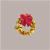 LUCGEL Decorazione Coroncina Foglie Oro con Fiocco e Palline Rossi 9,5 cm 8 pezzi