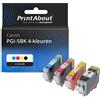 PrintAbout Cartuccia compatibile Canon PGI-5BK 4-kleuren - 4 colori Multipack