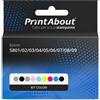 PrintAbout Cartuccia compatibile Epson 5801/02/03/04/05/06/07/08/09 (T580) - Kit colori Multipack