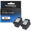 PrintAbout Cartuccia compatibile Canon PG-560XL / CL-561XL - Nero + 3 colori Alta Capacità Multipack