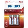 Philips Alimentazione Alcalina LR03 Micro AAA 4 pezzi
