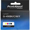 PrintAbout Cartuccia compatibile Canon GI-490BK/C/M/Y - 4 colori Multipack