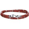 COAI Bracciale di Perline di Diaspro Rosso da Uomo in Pietre Naturali, Bracciale Doppio Strato da Uomo con Perline Heishi di Pietre Naturali L