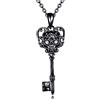 JERWLI Collana a forma di teschio, in argento Sterling 925, con chiave gotica nera, per uomini e donne, regalo di Halloween, Argento sterling