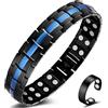 Vicmag Braccialetto magnetico per drenaggio linfatico, da uomo, in acciaio al titanio, con strumento di regolazione e confezione regalo (linea blu)