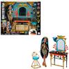 Monster High Bambola, set da gioco e accessori, Cleo De Nile Self-Scare Day, Mobili da toeletta con contenitore, Accessori per capelli e gioielli