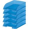 Leitz Cestino portacorrispondenza standard A4, confezione da 5 vaschette portacorrispondenza di alta qualità, impilabili, organizer da scrivania, combinabile con la serie Plus, blu frost, 52270034