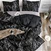 Treer Copripiumino Matrimoniale 180x220cm - Marmo Microfibra Copripiumino, Bedding Set Reversibile da 3 Pezzi con 2 Federe 50x75cm, Biancheria da Letto Moderno con Cerniera, Marmo Nero