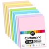 perfect ideaz 50 fogli DIN-A4 cartoncino per foto, carta per fare lavori manuali, foglio colorato, 10 colori pastello