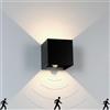 Voltix 2 Pezzi Applique da Parete Esterno/Interno con Sensore di Movimento e Crepuscolare LED IP65 Impermeabile Quadrata Angolo del Fascio Regolabile 6W 4000K (Luce Naturale/4000K, Nero)