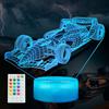 POSSHE F1 Auto Regali per Ragazzo, Formula 1 Luce notturna 3D con telecomando, 16 colori che cambiano, timer, modalità lampeggiante RGB e dimmerabile, merchandising auto da corsa per ragazzi