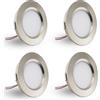 DYKUWEY Set di 4 Faretti led da incasso per cartongesso,12V 3W faretti led soffitto,Faretto LED foro 55mm ultrasottile14mm,IP44 faretto da incasso per cucina bagno,camper (Nichel,bianco Caldo 3000K)