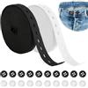 Hugfads Kit Elastici a Bottoni per Cucito - Fascia Elastica di Alta Qualità con 20 Bottoni in Resina, 14m di Elastico in Bianco e Nero, per Personalizzare Abbigliamento e Accessori(Larghezza 15mm)