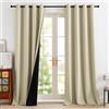 PONY DANCE 100% Tende Oscuranti per Interni con Anelli 2 Pezzi L 140 x A 260 cm Beige Chiaro Tende Termiche Isolanti per Soggiorno Curtains per Camera da Letto